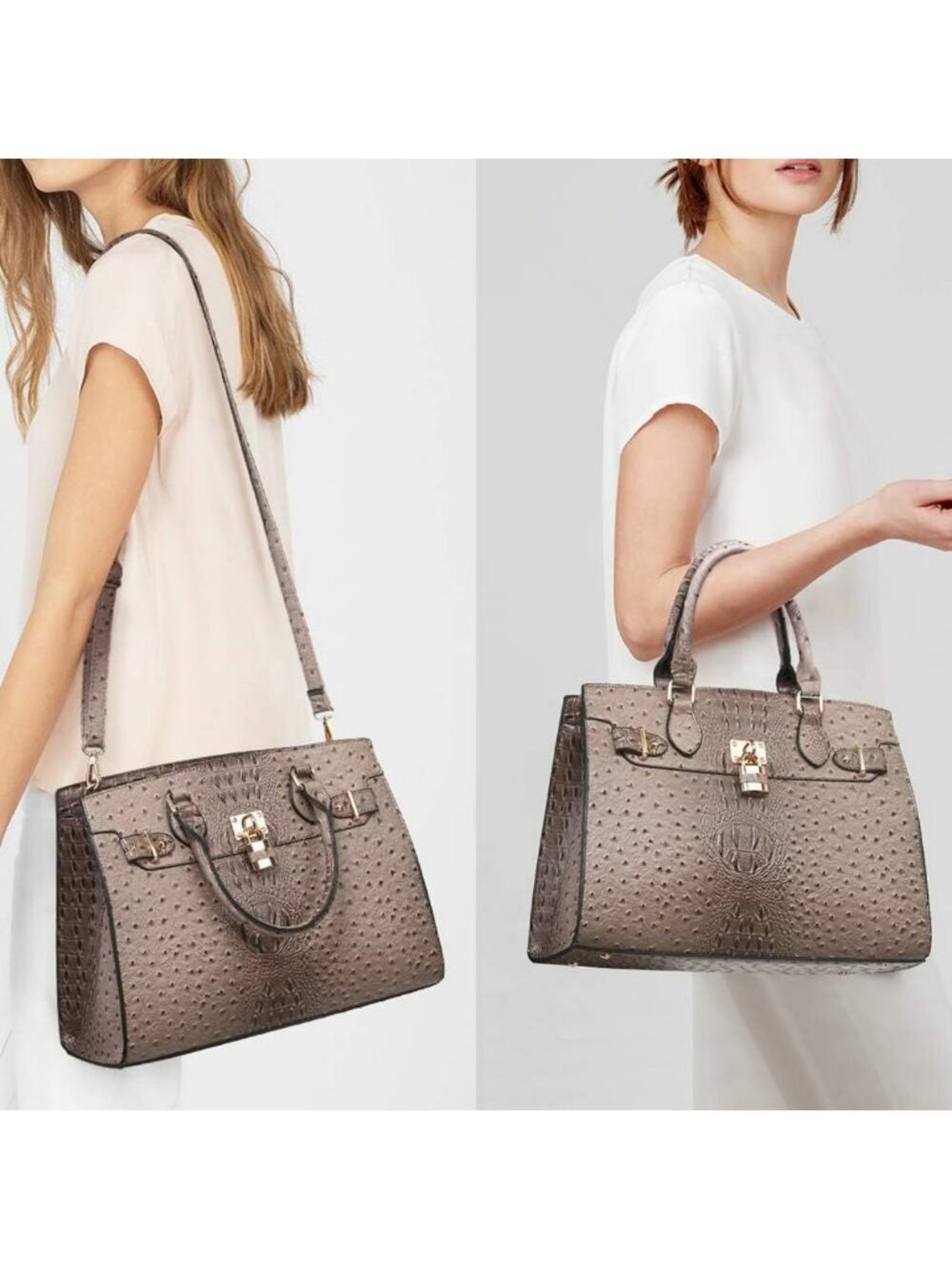 Chic Women's Handbag Set - Stylish Shoulder Bag & Matching Clutch Tote for Work - Picture 2 of 6